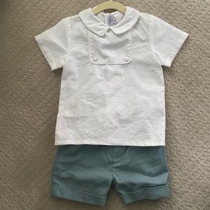 EUC Kidiwi France BOYS WHITE & GREEN SHORTS SET 4T